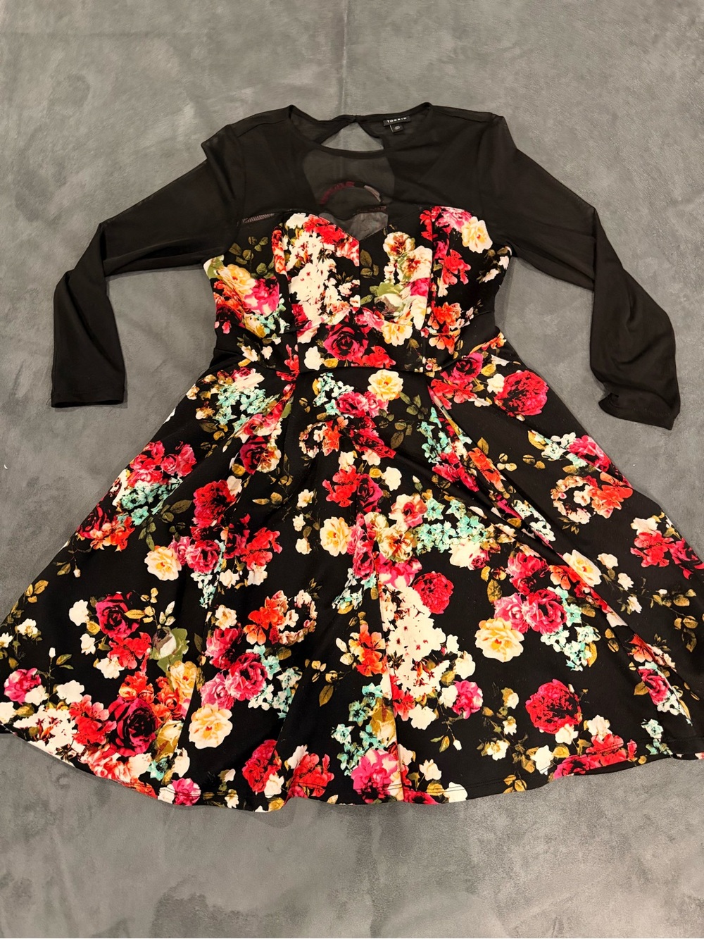 torrid Black Floral Fit-and-Flare Midi Dress